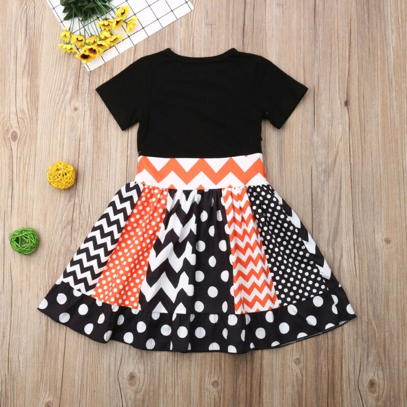 Kids Baby Girls Short Sleeve Clothes Halloween Pumpkin Princess Dress, zoerea.com
