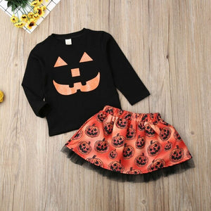 Toddler Kid Baby Girl Autumn Clothing Halloween Pumpkin Clothes Outfit, zoerea.com