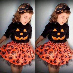 Toddler Kid Baby Girl Autumn Clothing Halloween Pumpkin Clothes Outfit, zoerea.com