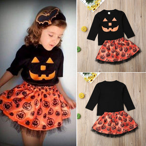 Toddler Kid Baby Girl Autumn Clothing Halloween Pumpkin Clothes Outfit, zoerea.com