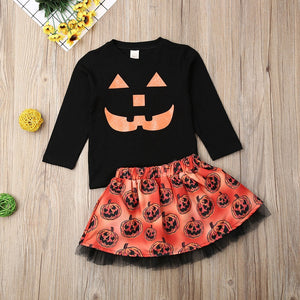 Toddler Kid Baby Girl Autumn Clothing Halloween Pumpkin Clothes Outfit, zoerea.com