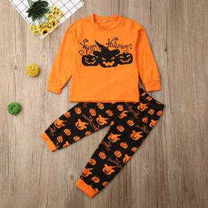 2019 Toddler Baby Clothing Halloween Long Sleeve Pumpkin Outfits Set, zoerea.com