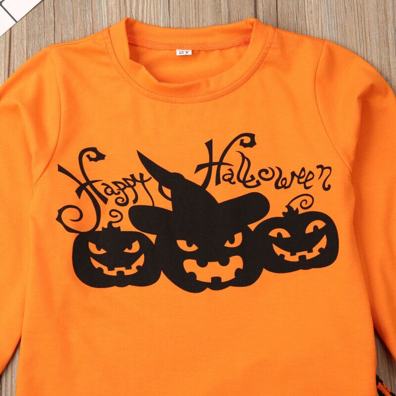 2019 Toddler Baby Clothing Halloween Long Sleeve Pumpkin Outfits Set, zoerea.com
