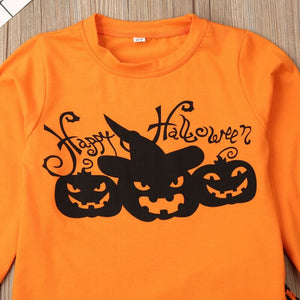 2019 Toddler Baby Clothing Halloween Long Sleeve Pumpkin Outfits Set, zoerea.com