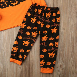 2019 Toddler Baby Clothing Halloween Long Sleeve Pumpkin Outfits Set, zoerea.com