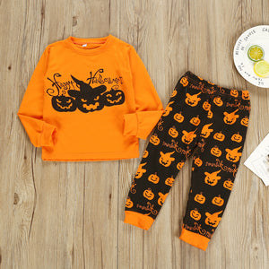 2019 Toddler Baby Clothing Halloween Long Sleeve Pumpkin Outfits Set, zoerea.com