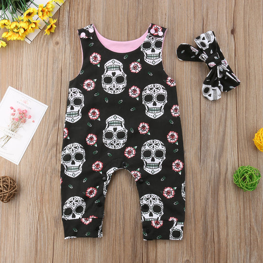 Halloween Infant Baby Boy Girl Skull Romper Sleeveless Cotton Jumpsuit, zoerea.com