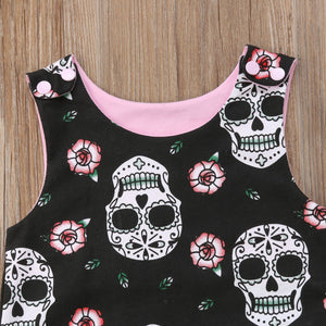 Halloween Infant Baby Boy Girl Skull Romper Sleeveless Cotton Jumpsuit, zoerea.com