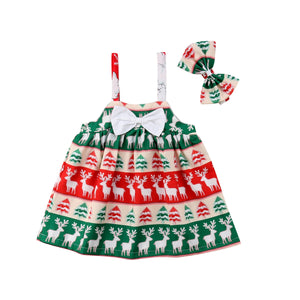 Christmas Toddler Girl Kids Santa Claus Strap Tops Party Dress, zoerea.com