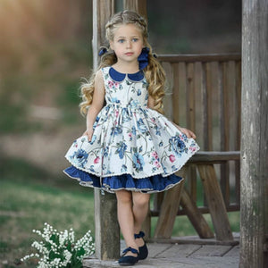 Pretty Kids Baby Girl Princess Casual Sleeveless Lapel Party Birthday Dress, zoerea.com