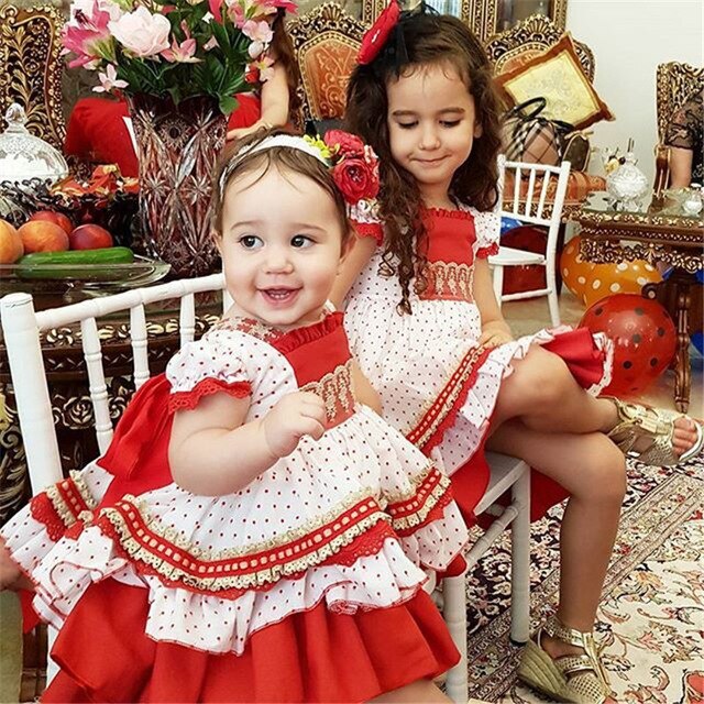 Christmas Toddler Baby Girls Princess Lace Decor Sundress Dresses, zoerea.com