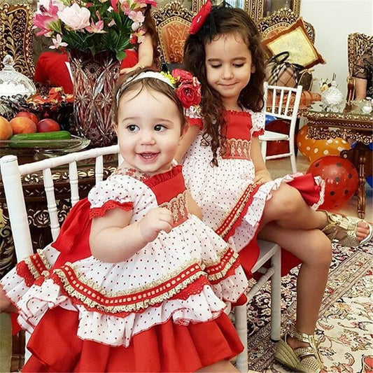 Christmas Toddler Baby Girls Princess Lace Decor Sundress Dresses, zoerea.com