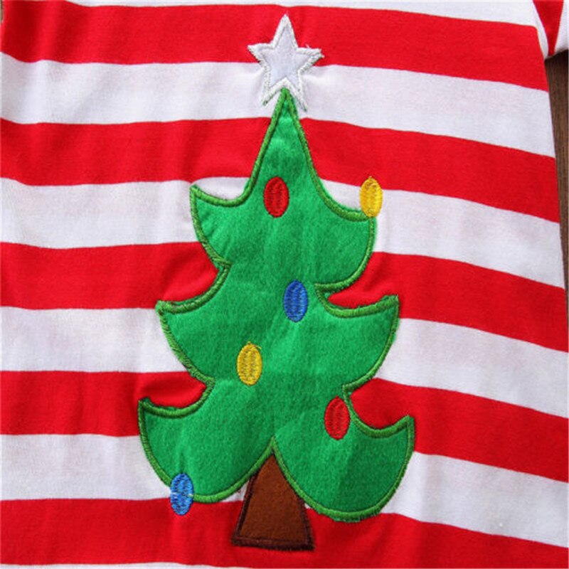 Toddler Kids Baby Girls Christmas Striped Clothes Long Sleeve Dress, zoerea.com