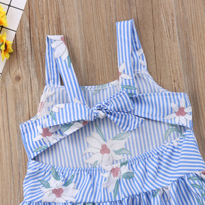 Toddler Kid Baby Girl Striped Flower Summer Outfits Backless Dress, zoerea.com