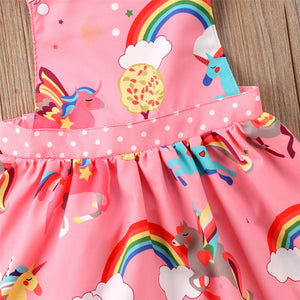 Toddler Kid Baby Girls Sleeveless Unicorn Backless Party Pageant Dress, zoerea.com