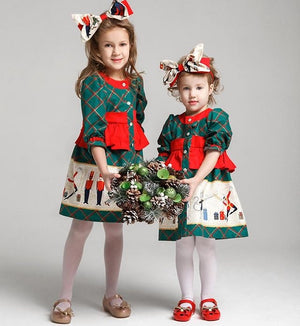 Newborn Kid Baby Girls Christmas Plaids Cartoon Pageant Party Dress, zoerea.com