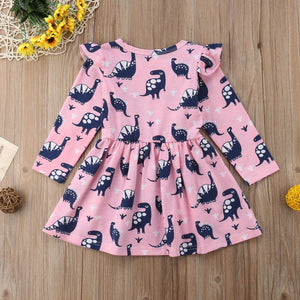 Newborn Kids Baby Girls Long Sleeve Dinosaur Pageant Party Dress, zoerea.com