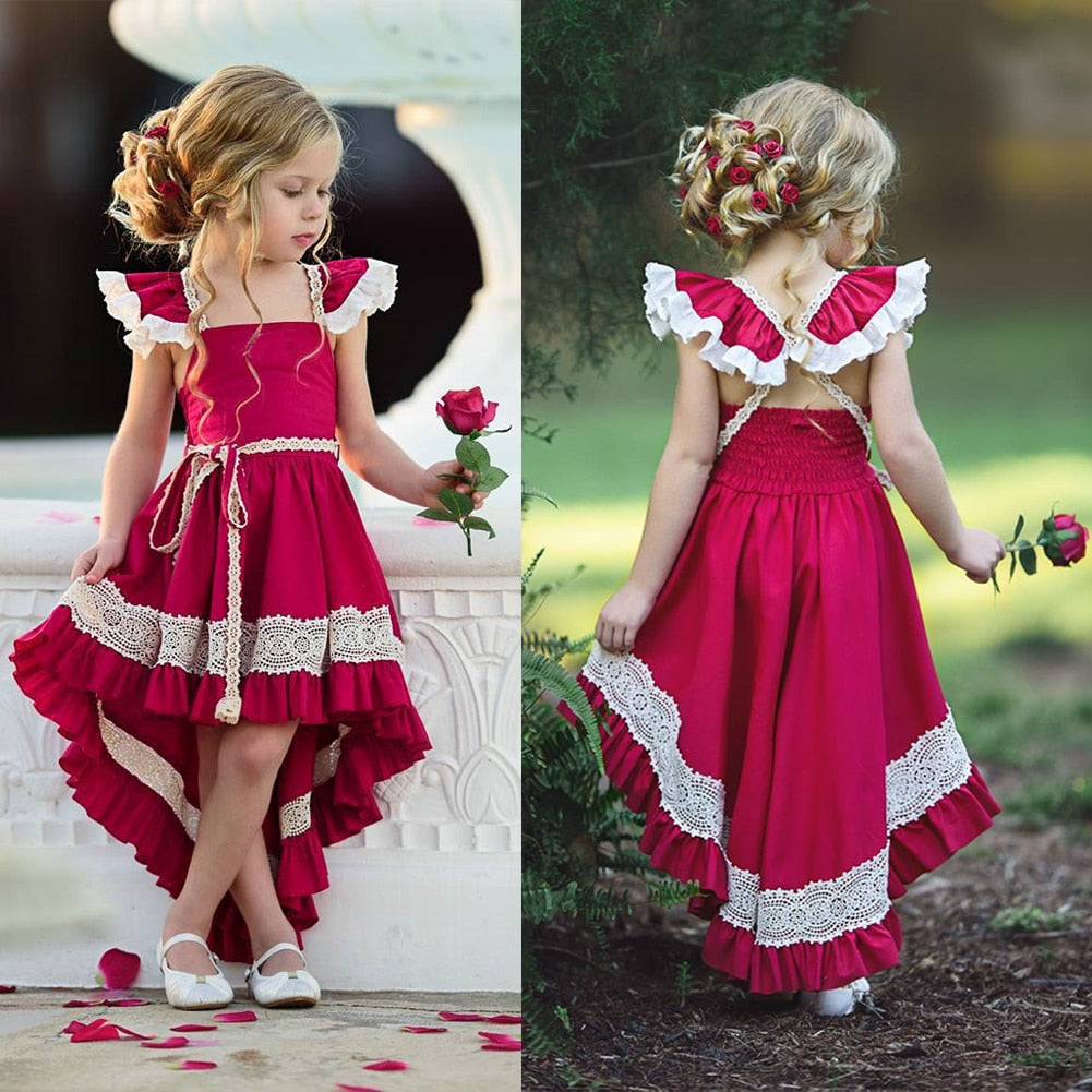 2019 Summer Boho Sleeveless Lace Dress Birthday Party Princess Tutu Dresses, zoerea.com