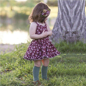 Baby Girl Summer Fashion Clothes Sling Strap Floral Knee-Length Dress, zoerea.com