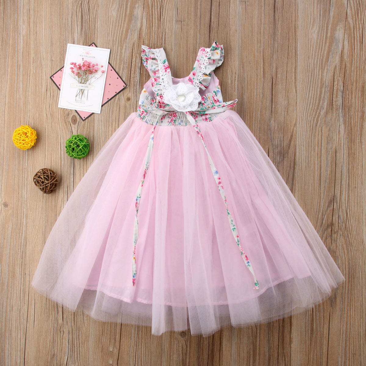 2019 Summer Kid Baby Girls Floral Long Tutu Dress Wedding Party
