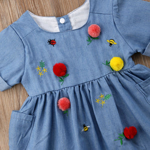 Toddler Kids Baby Girls Pocket Colorful Birthday Party Casual Dress, zoerea.com