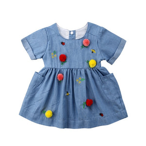 Toddler Kids Baby Girls Pocket Colorful Birthday Party Casual Dress, zoerea.com