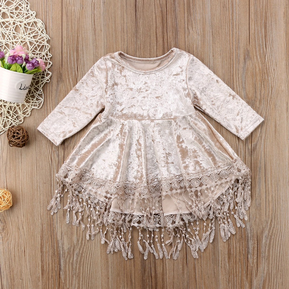 Tassel Baby Dress Flower Girls Dress Princess Bridesmaid Pageant Dress, zoerea.com