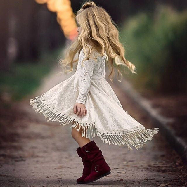 Tassel Baby Dress Flower Girls Dress Princess Bridesmaid Pageant Dress, zoerea.com