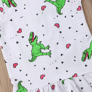 Girls Baby Kids Clothes Summer Sleeveless Dinosaur Cotton Girl Dress, zoerea.com