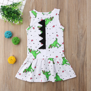 Girls Baby Kids Clothes Summer Sleeveless Dinosaur Cotton Girl Dress, zoerea.com