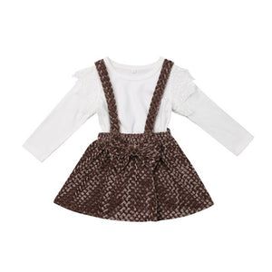 Toddler Kid Baby Girl Long Sleeve Lace Tops+Bow Knot Tutu Skirt Outfit, zoerea.com