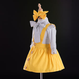 3pcs Infant Newborn Baby Girl Outfits Set Long Sleeve Tops, Dress, Headband, zoerea.com