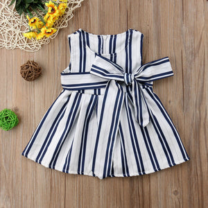 Baby Girl Fashion Bowknot Striped Party Pageant Gown Princess Dress, zoerea.com