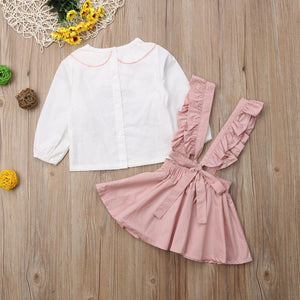 Toddler Kids Baby Girl Bowknot Tops Blouse Suspender  Dress Outfits, zoerea.com