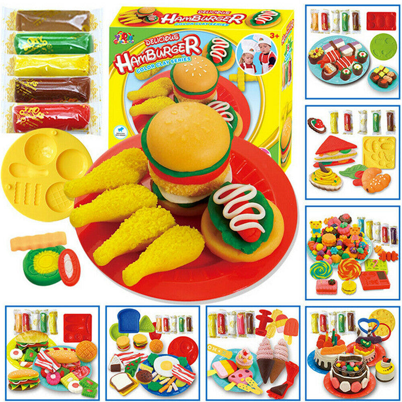 Newest Modeling Dough Hamburger Sandwich Ice Cream Playdough Set, zoerea.com