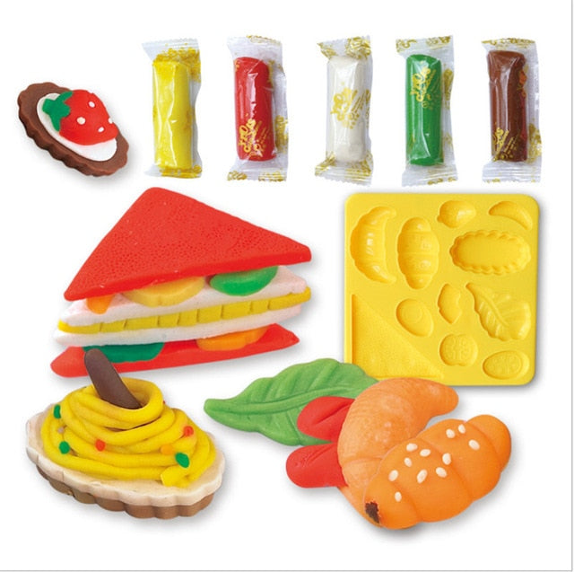 Newest Modeling Dough Hamburger Sandwich Ice Cream Playdough Set, zoerea.com
