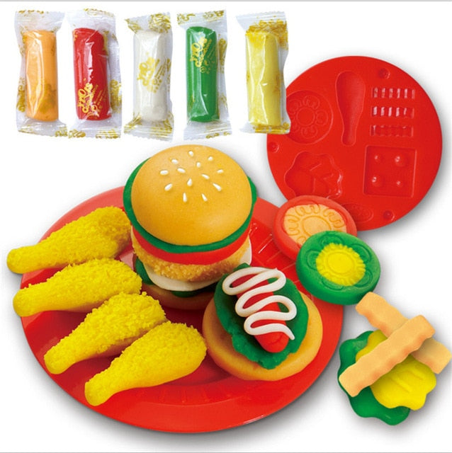Newest Modeling Dough Hamburger Sandwich Ice Cream Playdough Set, zoerea.com