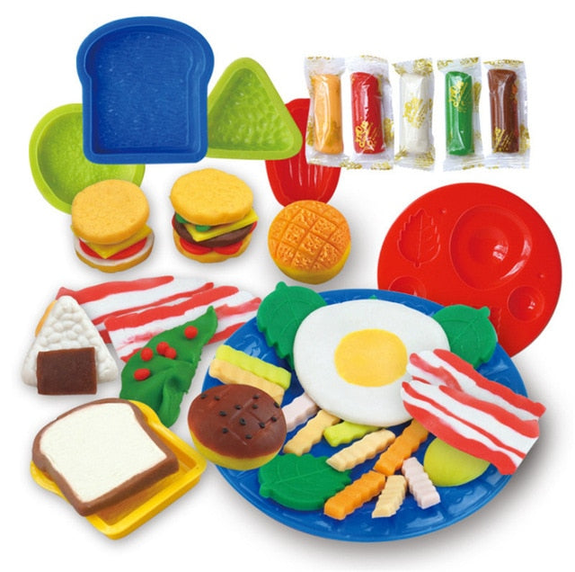 Newest Modeling Dough Hamburger Sandwich Ice Cream Playdough Set, zoerea.com